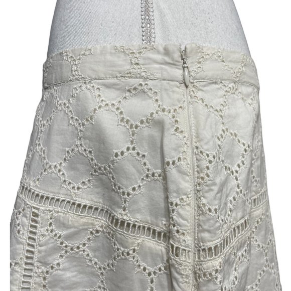 100% Cotton Eyelet Skirt NEW 12 Knee Length Ivory Cream Scalloped Broderie Lace - Picture 10 of 15